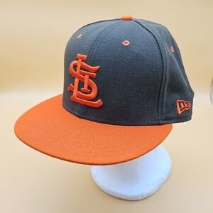 St. Louis Cardinals Hat Cap New Era Fitted Size 7 3/8 Brown Orange Cooperstown